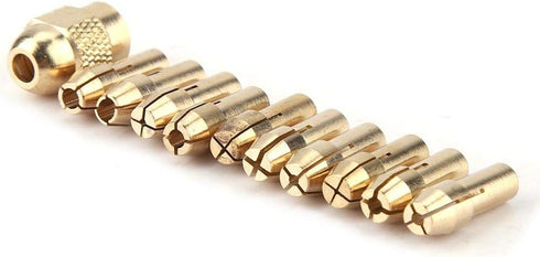 Drill Collet Set, 11pcs 4-jaw Copper Drill Chuck for Mini Electric Power Drill, 0.5-3.2mm