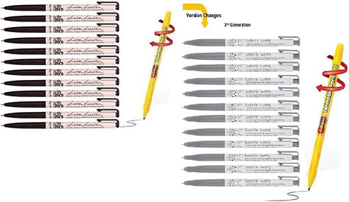 Xeno Slim Ball Point Pens - Baby Mikey Black Color 0.38 mm (Pack of 12) With twistable pencil by Xeno