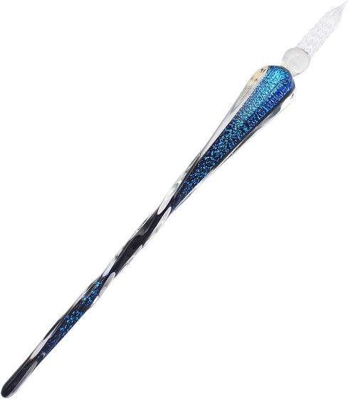XIAOYU Glass Dip Pen, Vintage Handmade Glass Signature Pen, Starry Sky Crystal Dip Sign Pen