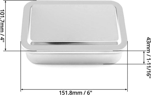 QWORK Stainless Steel Instrument Tray Organizer, 2 Pack 6" Solid Box with Lid, Sterilization Box for Lab Supplies