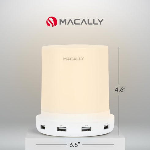 3 Dimmable Macally Small Touch Lamps for Nightstand - Bedside Lamp with USB Port - Way Short Table Lamp for Small