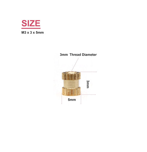 cSeao 120pcs M3 x 3 x 5mm Female Brass Heat Set Inserts for 3D Printer Laptop Plastic