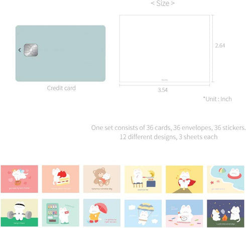 ver.2 36 36 36 Package Monolike Day-by-day Card, Gureum's Daily Life - Mix Mini Single cards, envelopes, stickers