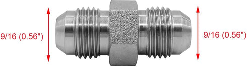 (2-PACK) 2403-06-06 Hydraulic Hose Adapter Fitting 3/8" Male JIC 37° Flare (9/16"-18UNF) × 3/8" Male JIC 37° Flare (9/16"-18UNF) SAE Straight Pipe Joints Tube Connector Carbon Steel