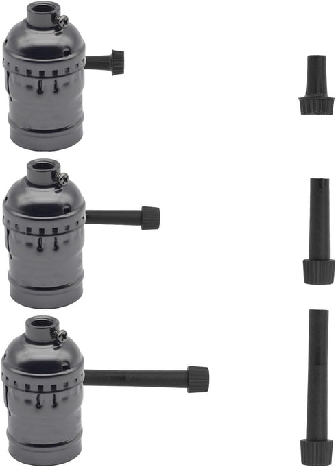 Fukaisu 60pcs E26 3 Lamp Turn Knob On/Off Replacement, Assorted Sizes Light Lamp Socket Switch Twist Knobs Socket Knobs
