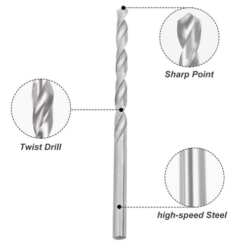 Utoolmart 2.4mm Twist Drill, High Speed Steel Bit, 10Pcs Set for Power Tool, Straight Shank 2.4mm Dia.