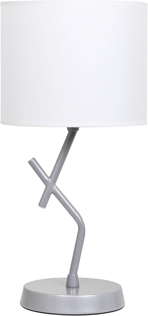 Simple Designs LT1172-SLV 17.13" Metal and Modern Abstract Table Lamp with Drum