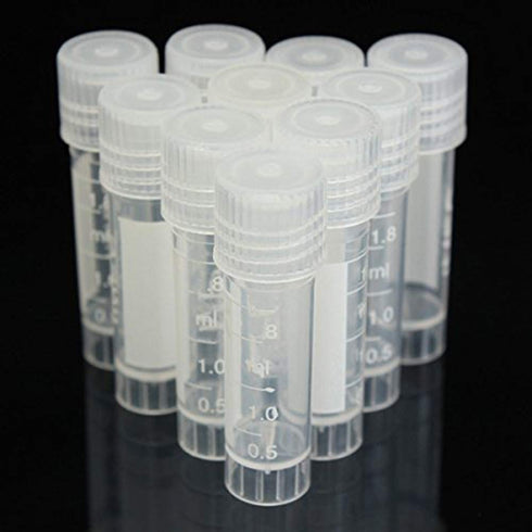 CynKen 20pcs 2ml Graduated Plastic Cryovial Tube with Cap, Self Standing