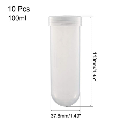 uxcell 10 Pcs 100ml Plastic Centrifuge Tubes, Graduated Micro Centrifuge Tube with Screw-on Cap, Clear Storage Container