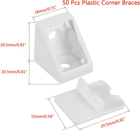 Boxonly 90 2 50Pcs Shelf Cabinet Door Degree Plastic Corner Braces Holes Angle Bracket, White