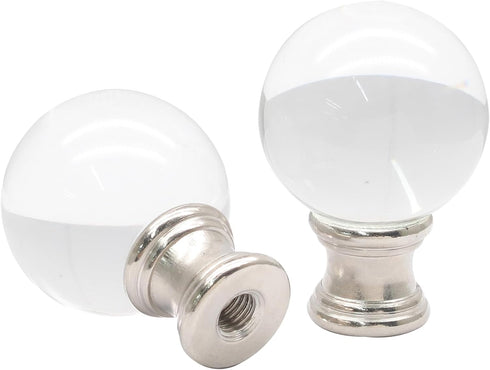 Biaungdo 2 Pack Glass Crystal Lamp Finial, Clear Lamp Finial Cap Knob Glass