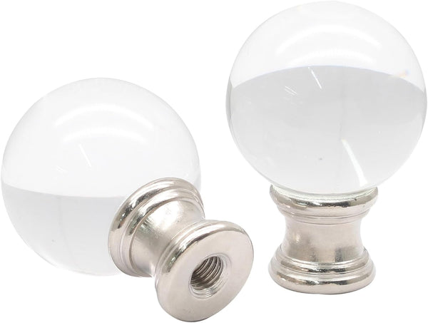 Biaungdo 2 Pack Glass Crystal Lamp Finial, Clear Lamp Finial Cap Knob Glass