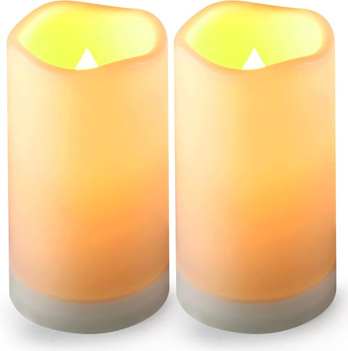 Solar Flameless Candles, Outdoor Waterproof Flickering LED Light Candles for Lantern Garden Camping Decor, Set of 2