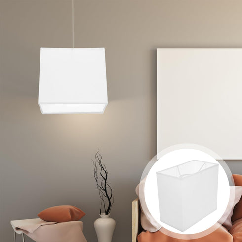 7.08X6.49X3.93 Inch Amosfun Rectangular Cloth Lampshade White Fabric Lamp Shade Replacement for Table and Floor Lamps