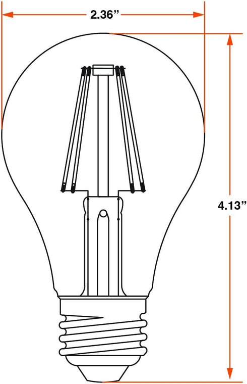 A19 Bulb, 11.5W, Dimmable, 1500 5000K, 2 Pack (42173) Sylvania Clear LED White Filament LMS, Medium Base, Daylight