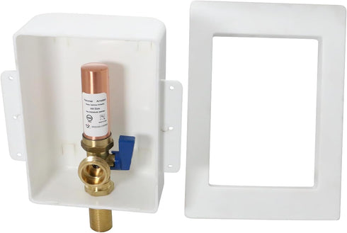 1/2 Inch 3/4 inch Hammer Pack 1 XFITTING Premium Washing Machine Outlet Box, MIP/Sweat x MHT, White (Copper Arrestor)
