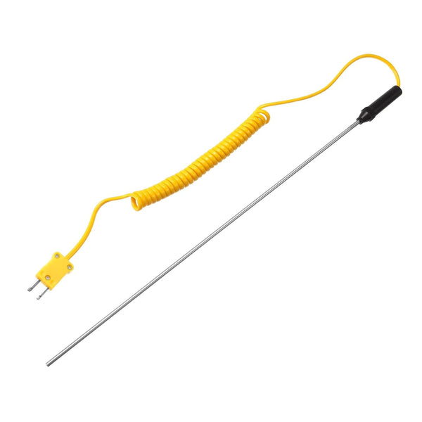 Surface Thermocouple 12" Probe K Type Yellow Coiled Wire -50 to 650C for Temperature Sensor Measurement - MECCANIXITY