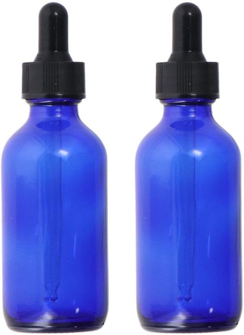 2Pcs Glass Dropper Bottle, 2oz Tincture Bottle with Dropper, Eye Dropper Bottles for Essential Lab Chemicals, Cobalt