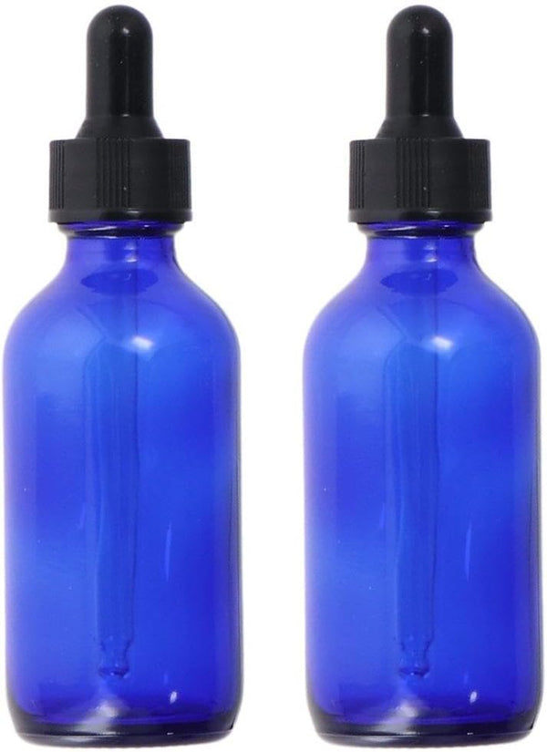 2Pcs Glass Dropper Bottle, 2oz Tincture Bottle with Dropper, Eye Dropper Bottles for Essential Lab Chemicals, Cobalt