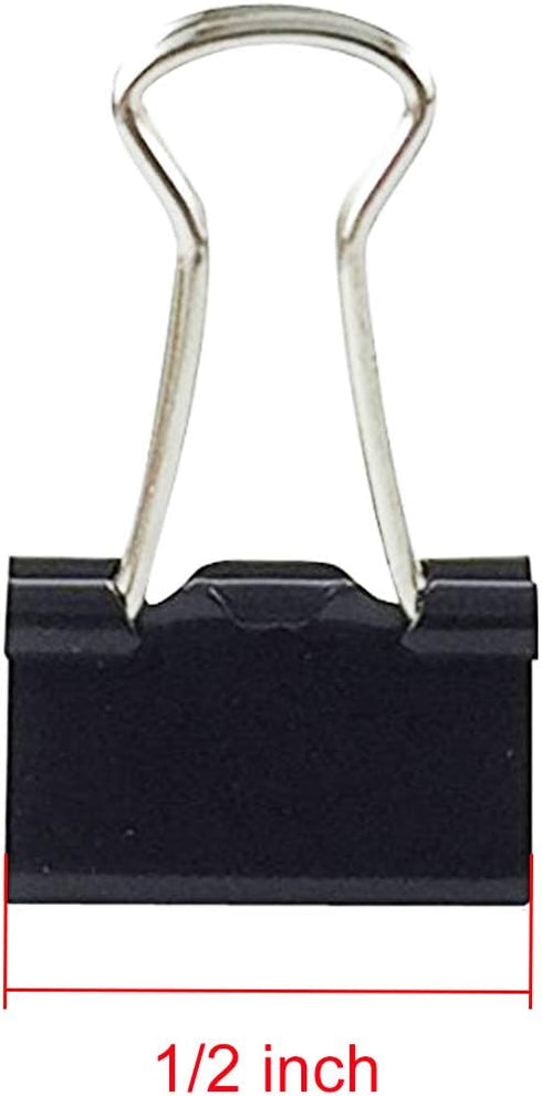1/2 Inches Mini Binder Clips, 12 per Pack, 12 Pack for Office Work, Archive Work, Document Organizing, Black, Medium by COMOK