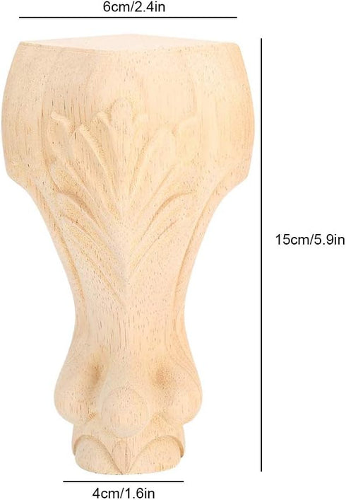 2PCS Zerodis Wood Table Leg, Rubber Wood Furniture Leg Replacement with Exquisite Carving Patterns, for Sofa Coffee