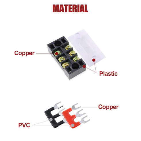 Hilitchi 12pcs 600V 15A 3 Position Double Row Screw Terminal Strip and 400V 10A Red/Black Barrier Strip