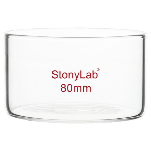 stonylab Crystallizing Dish, 100 ml, O.D. 80 mm, Thick-Wall High Borosilicate Glass, Flat Bottom, No Spout Lab Glassware