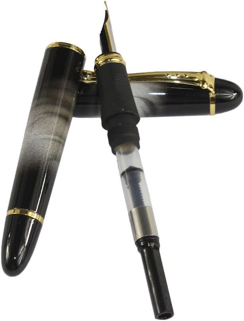 Gullor 450 Normal Nib Fountain Pen, White Mist Patterns with 5 Color Ink Cartridges