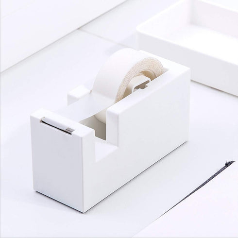 Desktop Tape Dispenser - Silicone Non-Skid Weighted Base Tape Cutter for Office, School, Home Supplies (Pure White)