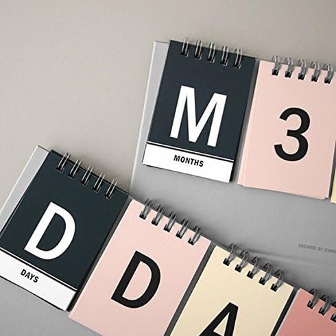 D-Day Perpetual Desk Calendar, D-Day Count Down Flip Calendar Desktop Easel Calendar, Spiral Bound Planner with