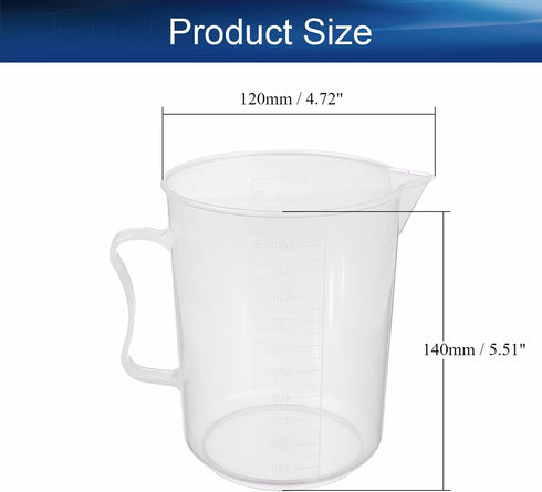 Bettomshin 1Pcs 1000ml Metric Plastic Graduated Beaker, Lab Beakers Multipurpose Mixing Cups Measuring Cup Transparent for Lab Kitchen Liquids