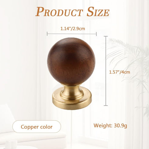 JFdvshsju 2Pcs 29mm Gold Brass Cabinet Handles, Brass Walnut Drawer Pulls, Kitchen Cabinets Knobs for Home Drawers