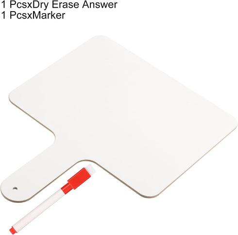 PATIKIL Dry Erase Answer Paddle, 10" x 8" Double Sided Handheld Whiteboard for Home Office Study, White