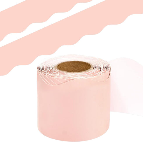 Blush Bulletin Board Border, Pink Scalloped Trim for Classroom, 52ft One Roll