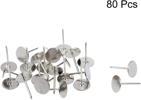 uxcell Upholstery Nails Tacks, 16mm x 25mm Flat Head Furniture Nails, Silver Tone, 80 Pcs for Sofa, Headboards