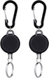 Retractable Keychain 2 Pack Heavy Duty Key Fob Badge Reel Holder with Multitool Carabiner Clip for ID Holders