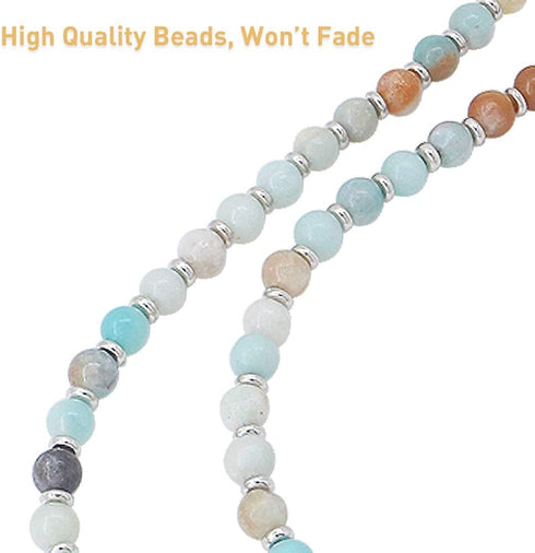 C&L Accessories Lanyard for ID Badges Holder, Beaded Cute Lanyard for Keys, Neck Lanyards for Women (Amazonite Stone)