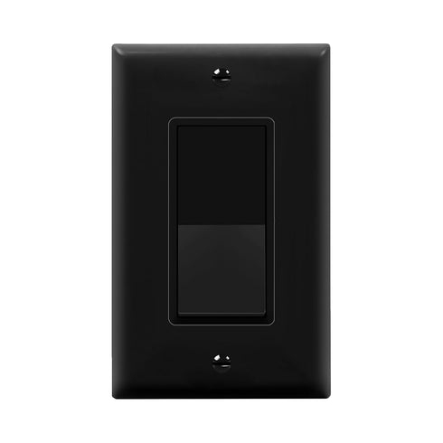 ENERLITES 91150-BKWP Decorator On/Off Paddle Switch with Wall Plates, Single Pole, 15A 120V/277V, Black
