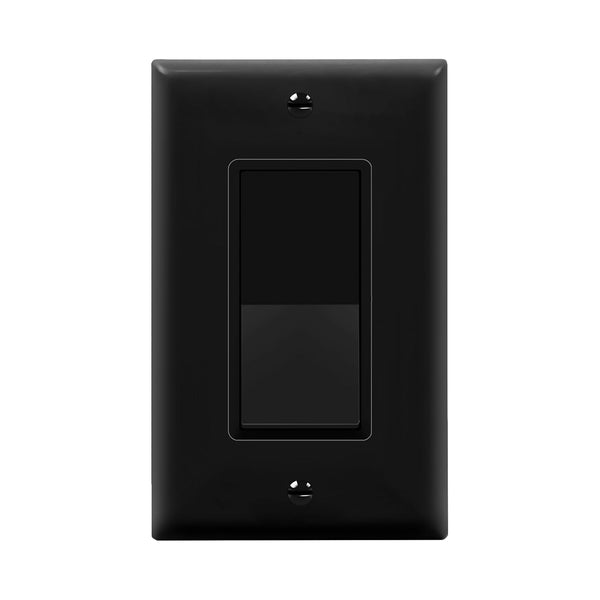 ENERLITES 91150-BKWP Decorator On/Off Paddle Switch with Wall Plates, Single Pole, 15A 120V/277V, Black