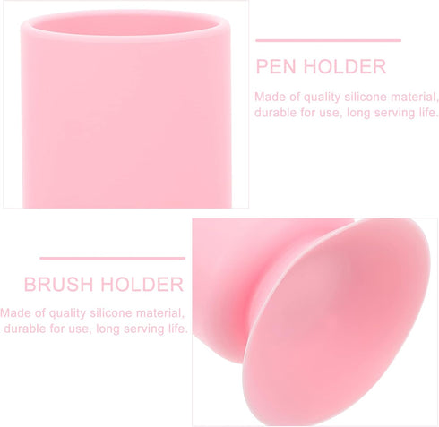FOMIYES Silicone Suction Cup Pen Holder, Makeup Brush Holders, Desk Pencil Case Organizer, Non-Slip Storage Bucket