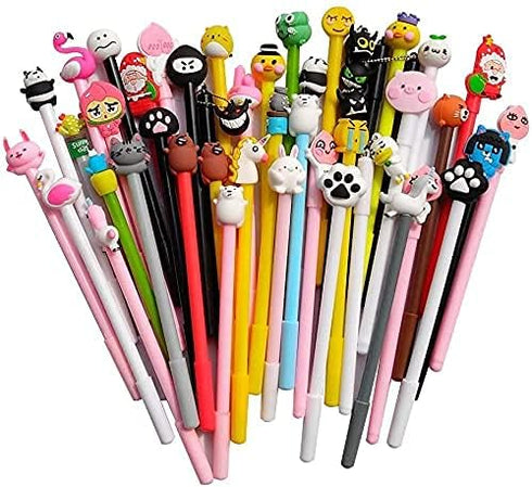 sencoo Cute Cartoon Black Gel Ink Pens, Kawaii Birthday Present for Students, 100 Pens + 100 Refill + 1 Notebook