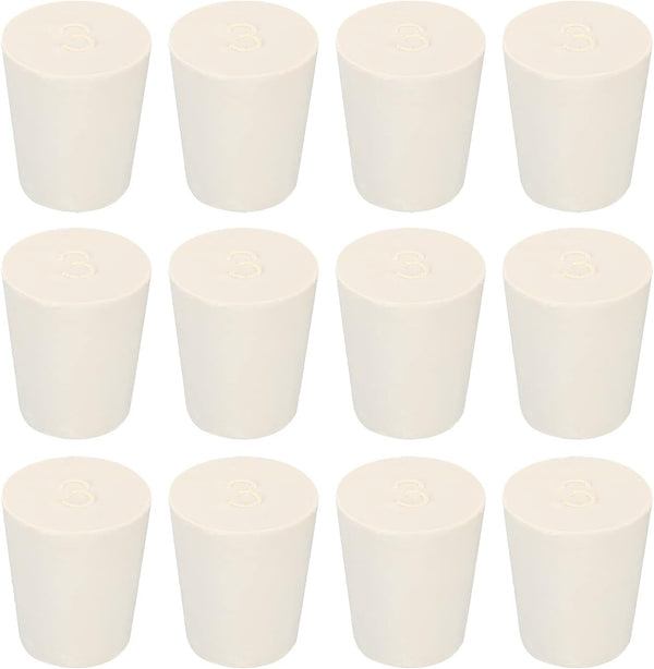 MECCANIXITY Rubber Tapered Plug, 17mm to 23mm Solid Test Tubes Bungs Stopper White for Lab Home, 12 Pieces