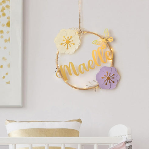 NICEDREAM Custom Name Flower Wreath LED Night Light