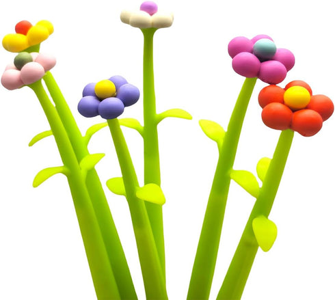 Flower Pens, Creative Gel Ink Silicone Flower Pen Bulk, 0.5 mm Writing Pen for School Office Home, Teacher Student Women, Party Decor Supplies, 6 Pcs/Set (Floret) by Funny live