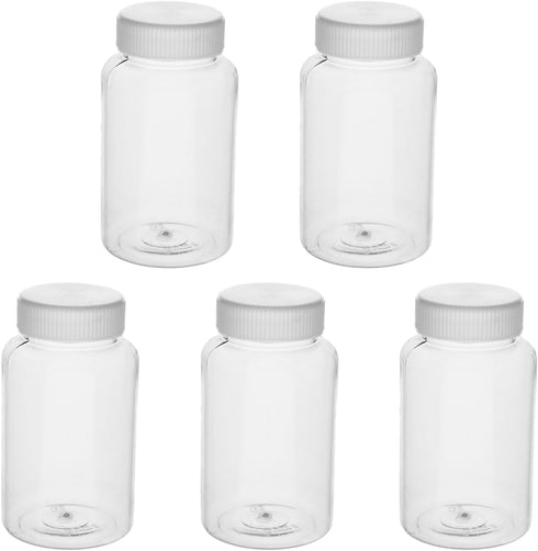 Othmro 5Pcs 200ml Plastic Lab Cylindrical Chemical Reagent Bottle for Liquid Storage