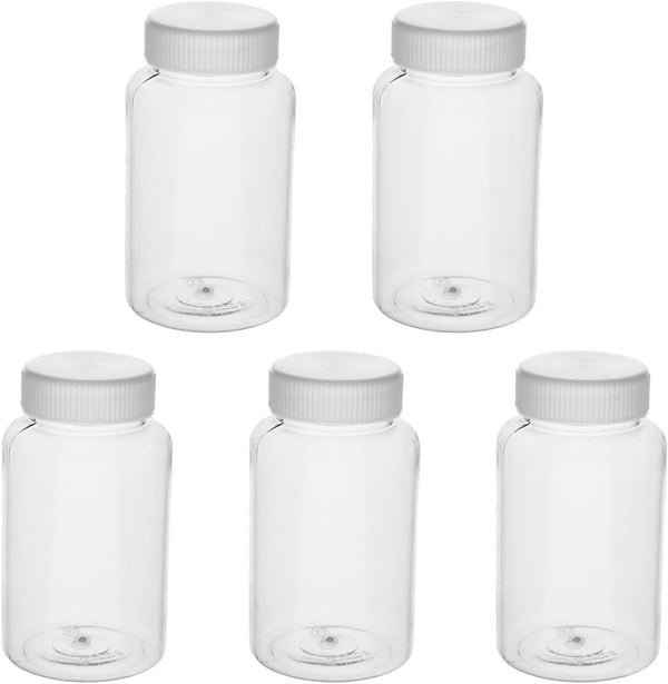 Othmro 5Pcs 200ml Plastic Lab Cylindrical Chemical Reagent Bottle for Liquid Storage
