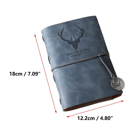Detachable Hand Ledger Refillable Diary Sketchbook Notebook with Four Inner Cores Leather, Blue