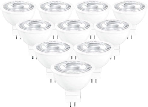 MR16 LED 12V Bipin Bulb, 3000K Warm White, 50W Halogen Replacement, GU5.3 5W, 450lm, 10-Pack for Landscape Lighting