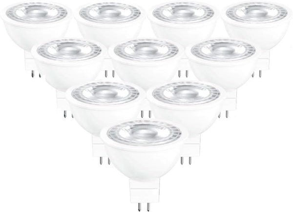 MR16 LED 12V Bipin Bulb, 3000K Warm White, 50W Halogen Replacement, GU5.3 5W, 450lm, 10-Pack for Landscape Lighting