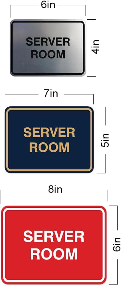 Durable Classic Framed Server Room Sign - Medium Size (Black)